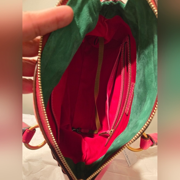 New Dooney & Bourke Fuschia Florentine Leather Satchel - Picture 3 of 7